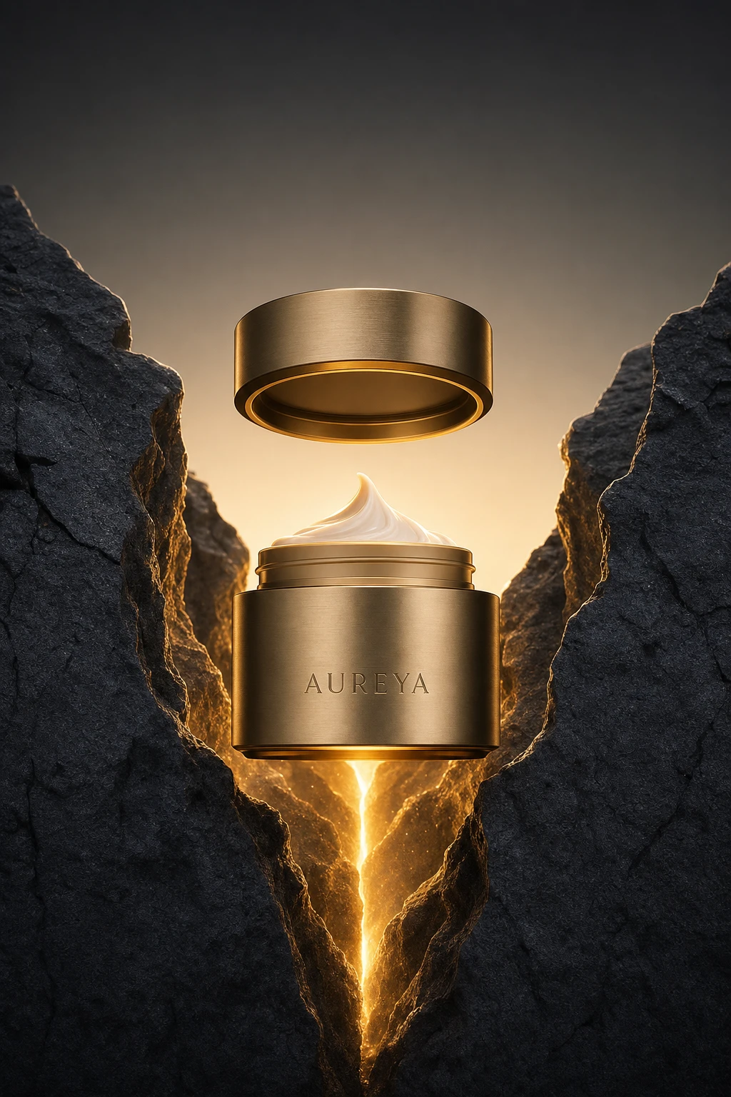 إعلان عطر عود خليجي بقاعدة نحاسية مطروقة، خلفية خشب صندل، زجاجة عنبر داكنة